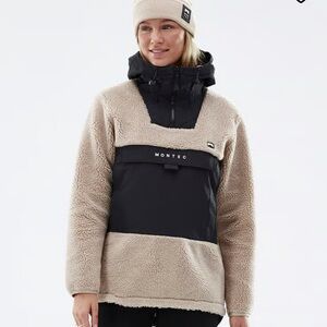 Montec Womens Lima Fleece Sherpa Hooded Pullover Size M Beige Outdoor Ski